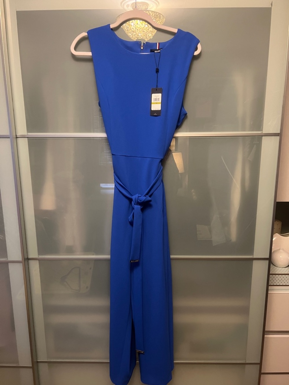 Tommy Hilfiger Royal Blue Sleeveless Jumpsuit with Tie Waist